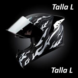 Casco Integral ONIX Flamas Blancas: Certificado DOT | Talla L