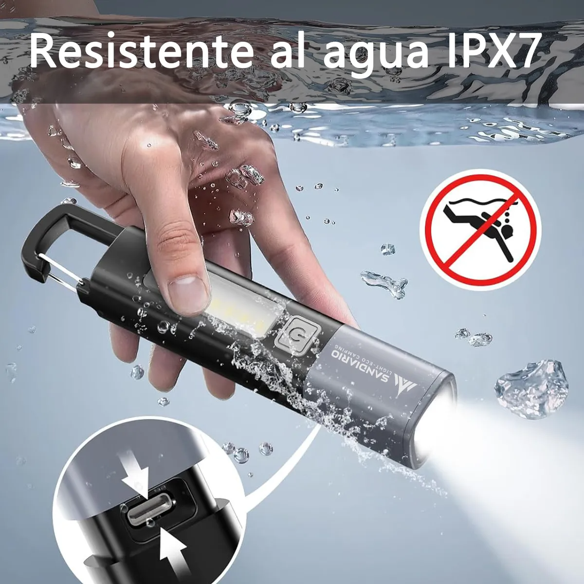 Sandiario Lámpara Táctica Led Lámpara - Camping LED - Imagen 3