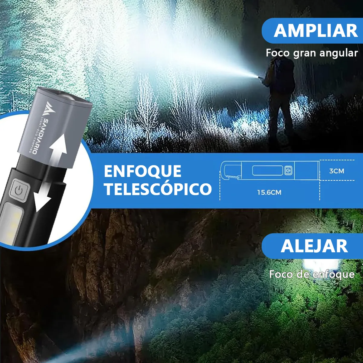 Sandiario Lámpara Táctica Led Lámpara - Camping LED - Imagen 5